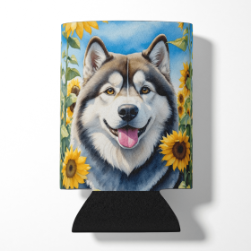 Alaskan Malamute 6005 In Sunflowers Can or Bottle Hugger