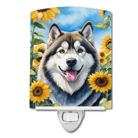 Alaskan Malamute 6005 In Sunflowers Ceramic Night Light