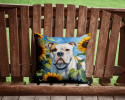 American Bulldog 6006 In Sunflowers Throw Pillow