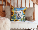 American Bulldog 6006 In Sunflowers Throw Pillow