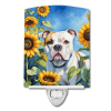 American Bulldog 6006 In Sunflowers Ceramic Night Light
