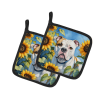 American Bulldog 6006 In Sunflowers Pair of Potholders