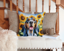 American English Coonhound 6007 In Sunflowers Throw Pillow