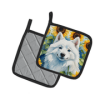 American Eskimo 6008 In Sunflowers Pair of Potholders