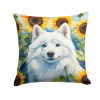 American Eskimo 6008 In Sunflowers Throw Pillow