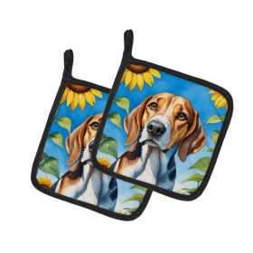 American Foxhound 6009 In Sunflowers Pair of Potholders