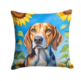 American Foxhound 6009 In Sunflowers Throw Pillow