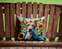 American Hairless Terrier 6010 In Sunflowers Throw Pillow