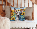 American Hairless Terrier 6010 In Sunflowers Throw Pillow