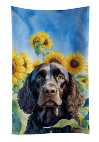 American Water Spaniel in Sunflowers Kitchen Towel