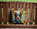 Australian Cattle Dog 6013 In Sunflowers Throw Pillow