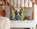 Australian Cattle Dog 6013 In Sunflowers Throw Pillow
