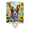 Australian Cattle Dog 6013 In Sunflowers Ceramic Night Light