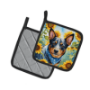 Australian Cattle Dog 6013 In Sunflowers Pair of Potholders