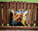 Australian Terrier 6015 In Sunflowers Throw Pillow