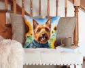 Australian Terrier 6015 In Sunflowers Throw Pillow