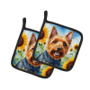Australian Terrier 6015 In Sunflowers Pair of Potholders