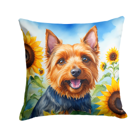 Australian Terrier 6015 In Sunflowers Throw Pillow