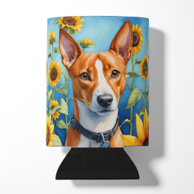 Basenji 6016 In Sunflowers Can or Bottle Hugger