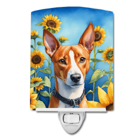 Basenji 6016 In Sunflowers Ceramic Night Light