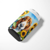 Basset Hound 6017 In Sunflowers Can or Bottle Hugger