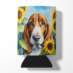 Basset Hound 6017 In Sunflowers Can or Bottle Hugger