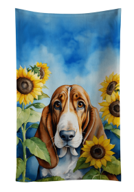 Basset Hound in Sunflowers Kitchen Towel