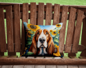 Basset Hound 6018 In Sunflowers Throw Pillow