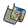 Beagle 6019 In Sunflowers Pair of Potholders