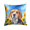 Beagle 6019 In Sunflowers Throw Pillow
