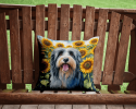 Bearded Collie 6020 In Sunflowers Throw Pillow