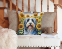 Bearded Collie 6020 In Sunflowers Throw Pillow