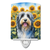 Bearded Collie 6020 In Sunflowers Ceramic Night Light