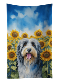 Bearded Collie in Sunflowers Kitchen Towel