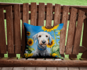 Bedlington Terrier 6021 In Sunflowers Throw Pillow