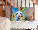 Bedlington Terrier 6021 In Sunflowers Throw Pillow