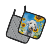 Bedlington Terrier 6021 In Sunflowers Pair of Potholders