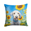 Bedlington Terrier 6021 In Sunflowers Throw Pillow