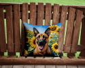 Belgian Malinois 6022 In Sunflowers Throw Pillow