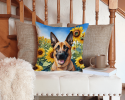 Belgian Malinois 6022 In Sunflowers Throw Pillow