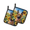 Belgian Malinois 6022 In Sunflowers Pair of Potholders