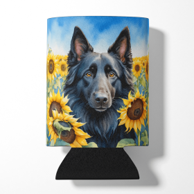 Belgian Sheepdog 6023 In Sunflowers Can or Bottle Hugger