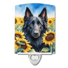 Belgian Sheepdog 6023 In Sunflowers Ceramic Night Light