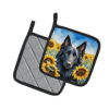 Belgian Sheepdog 6023 In Sunflowers Pair of Potholders