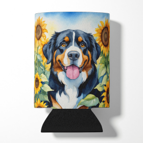 Bernese Mountain Dog 6026 In Sunflowers Can or Bottle Hugger