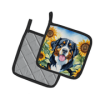 Bernese Mountain Dog 6026 In Sunflowers Pair of Potholders
