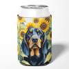 Black and Tan Coonhound 6028 In Sunflowers Can or Bottle Hugger