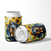 Black and Tan Coonhound 6028 In Sunflowers Can or Bottle Hugger
