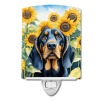 Black and Tan Coonhound 6028 In Sunflowers Ceramic Night Light