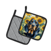 Black and Tan Coonhound 6028 In Sunflowers Pair of Potholders